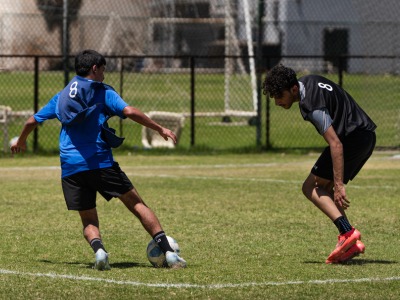 Young footballers at the SinFin and TFA trials in Kuwait, 2025.